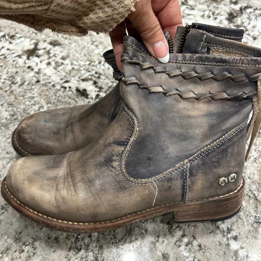 BED|STU Handcrafted Craven Distressed Leather Boots with fringe